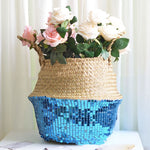 Straw folding basket furnishing household items