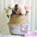 Straw folding basket furnishing household items