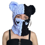 Handmade Knitted Color Matching Sweet Cool Bear Ear Wool Mask Beanie