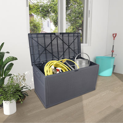 20gal, Grey, Yard Storage Boxes, Plastic, Cuboid 175lb