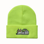 Cute Lazy Cat Embroidered Hip Hop Knitted Beanie