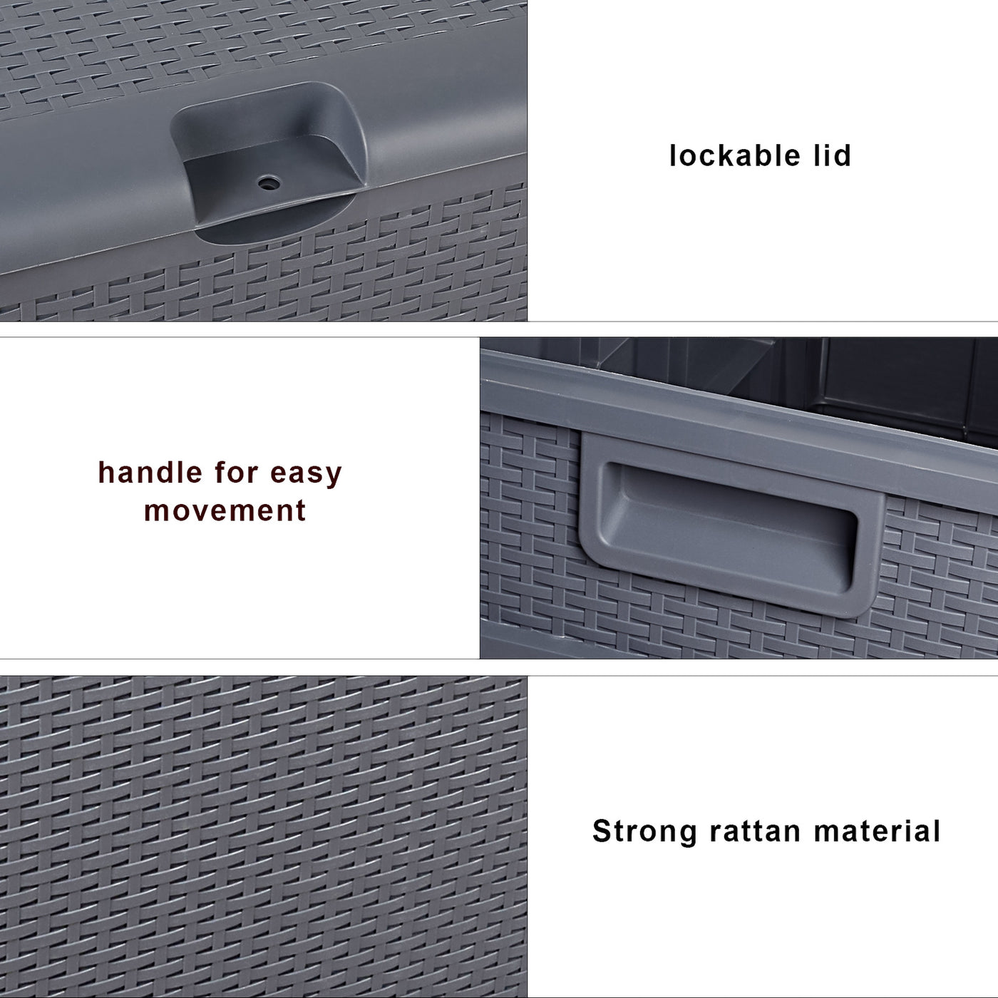 20gal, Grey, Yard Storage Boxes, Plastic, Cuboid 175lb