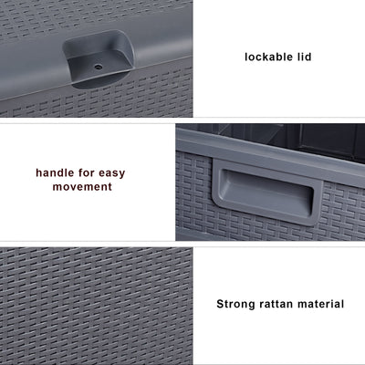 20gal, Grey, Yard Storage Boxes, Plastic, Cuboid 175lb