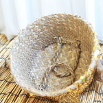 Straw folding basket furnishing household items